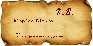 Klopfer Bianka névjegykártya